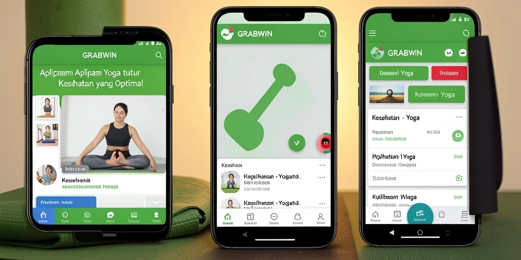 Antarmuka GRABWIN menampilkan berbagai pilihan latihan Yoga yang intuitif.