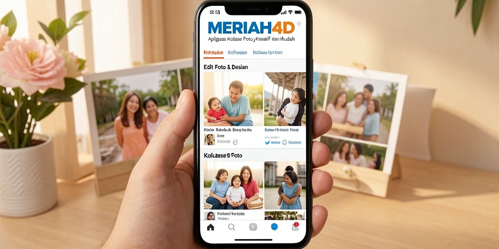 Tampilan antarmuka MERIAH4D saat mengedit kolase foto.