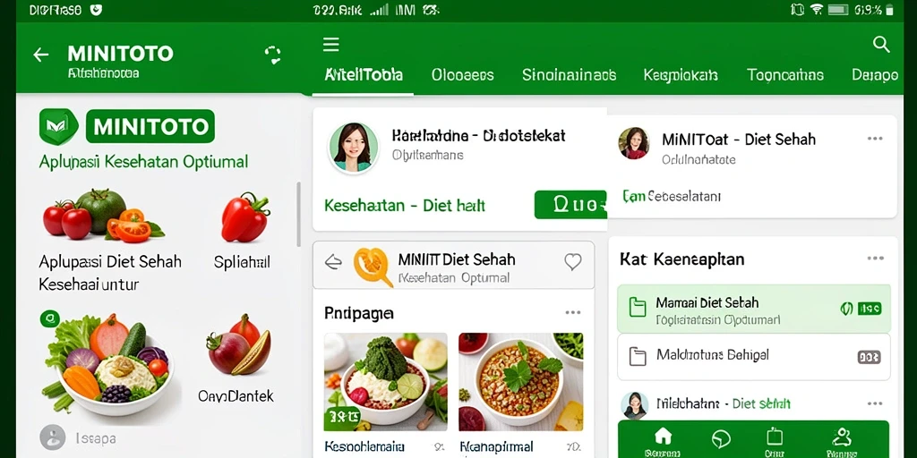 Tampilan antarmuka aplikasi MINITOTO untuk Diet Sehat.