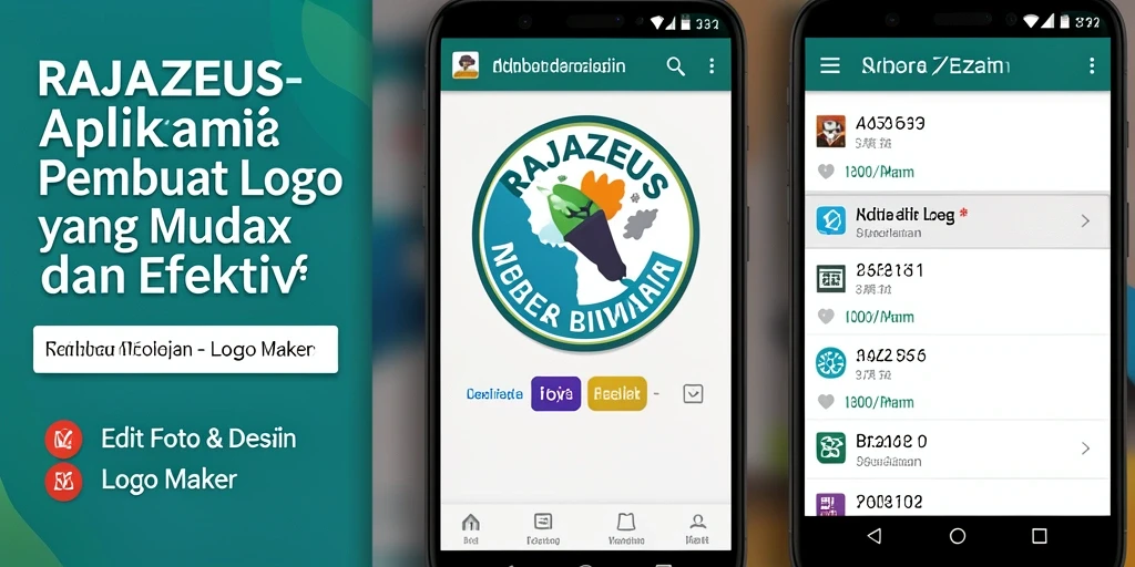 Tampilan antarmuka RAJAZEUS yang sederhana untuk desain logo.