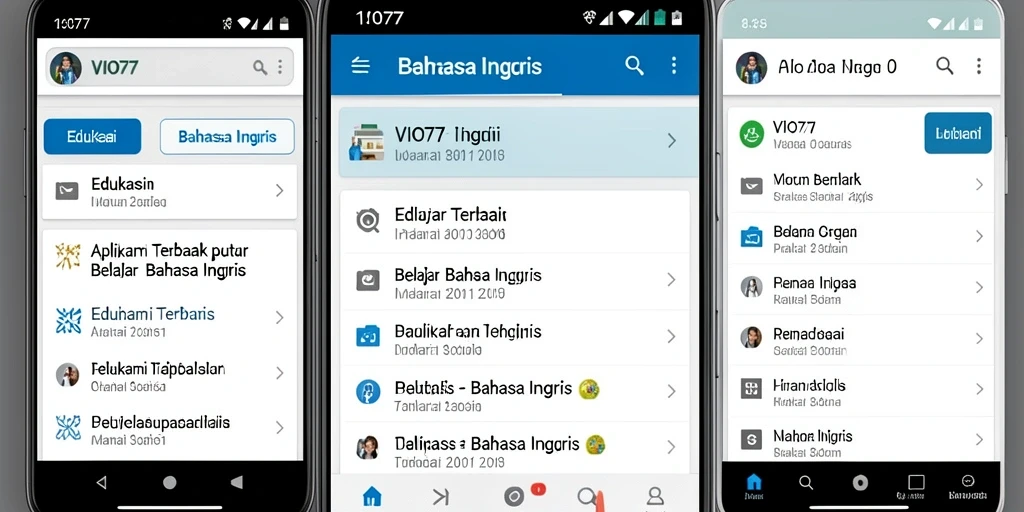 Tampilan antarmuka VIO77 yang menarik untuk belajar Bahasa Inggris.