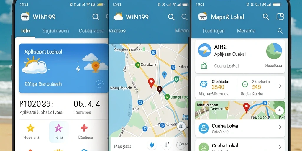 Antarmuka aplikasi WIN199 menampilkan data cuaca lokal dengan jelas.